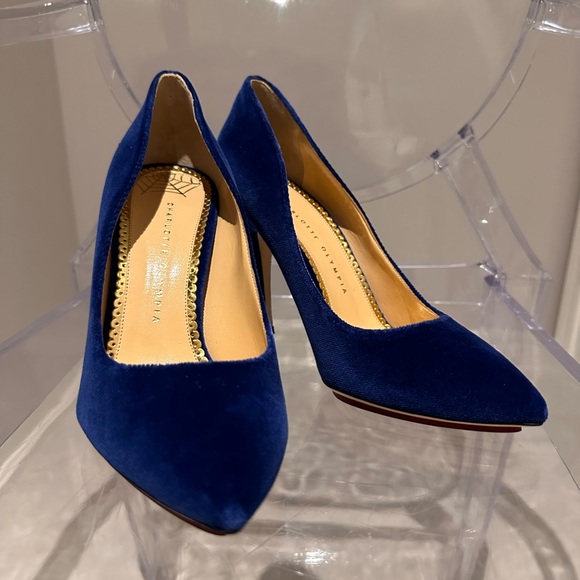 Charlotte Olympia Blue Velvet Pumps - Picture 3 of 12